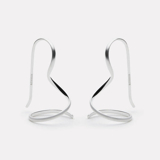 Silver Curl Earrings with Fixed Hook