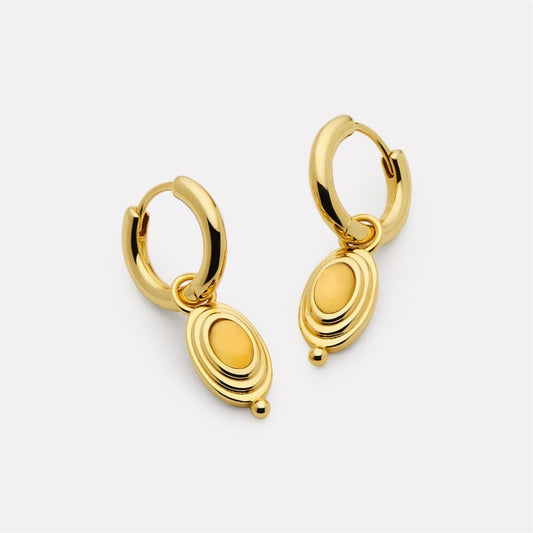 Citrine Cabochon Huggie Earrings