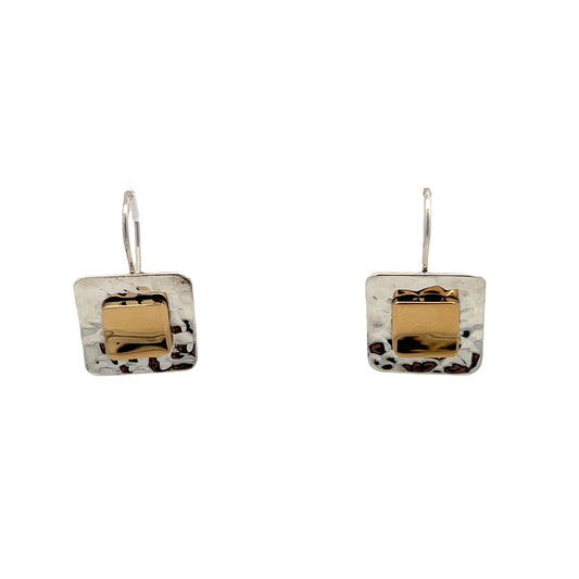 Sterling Silver and Gold Plated Hammered Earrings