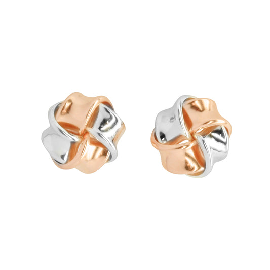 Silver and 9ct Tri Gold Knot Studs