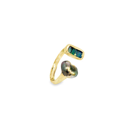 9ct Opal and Tahitain Pearl Ring