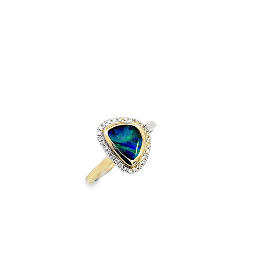 9ct Opal and Diamond Ring