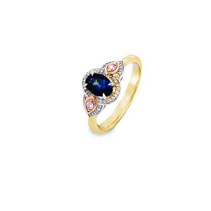 9ct Ceylon Sapphire and Pink Diamond Ring