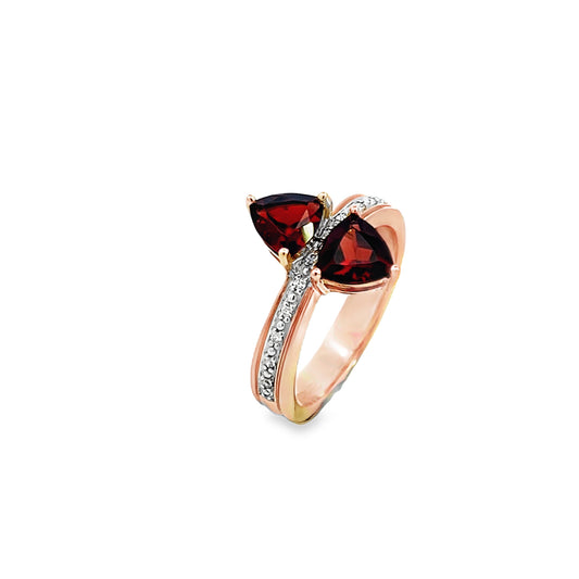 9ct Rose Gold Garnet and Diamond Ring
