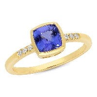 9ct Yellow Gold Tanzanite and Diamond Ring
