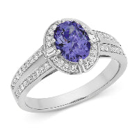 9ct White Gold Tanzanite and Diamond Ring
