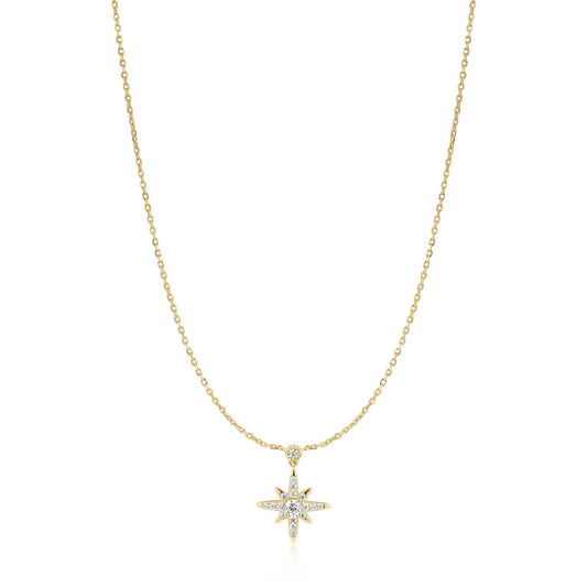 Gold CZ Nova Star Necklace