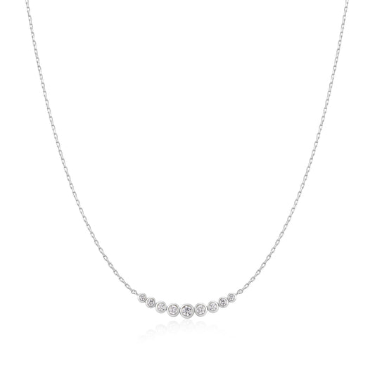 Silver Luna Graduation CZ Necklace