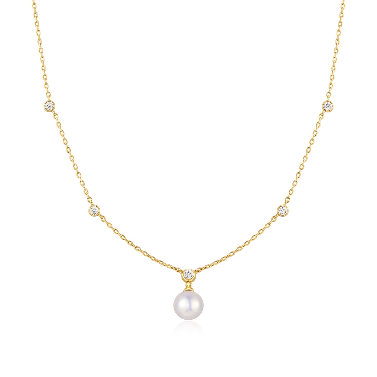 #6 LUNA GLD CZ/SHELL PRL DRP NL 40.5+