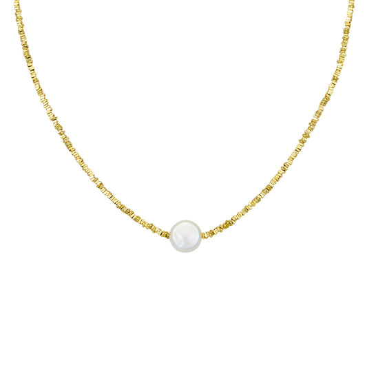 Gold Plated Pearl Bead Necklace