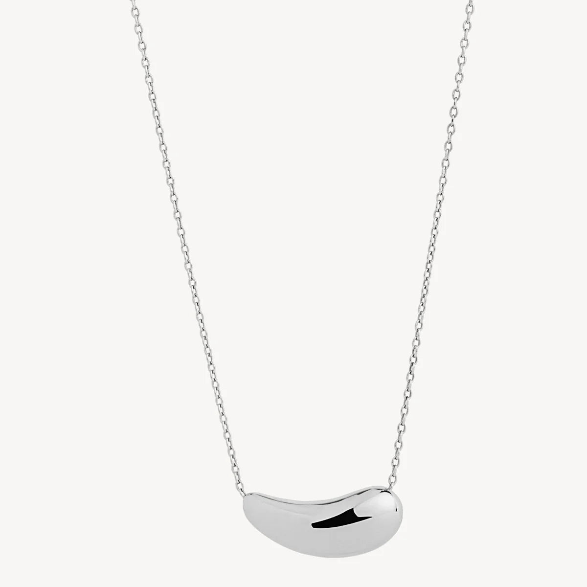 Sterling Silver Elongated Bean Necklace