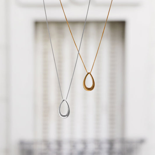 Sterling Silver Open Teardrop Necklace