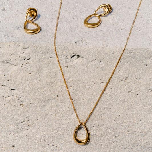 Gold Plated Open Teardrop Necklace
