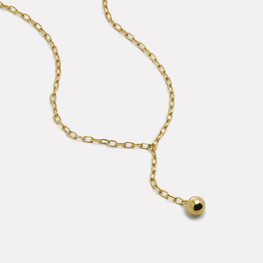 Silver Oval Link Chain with Gold Drop