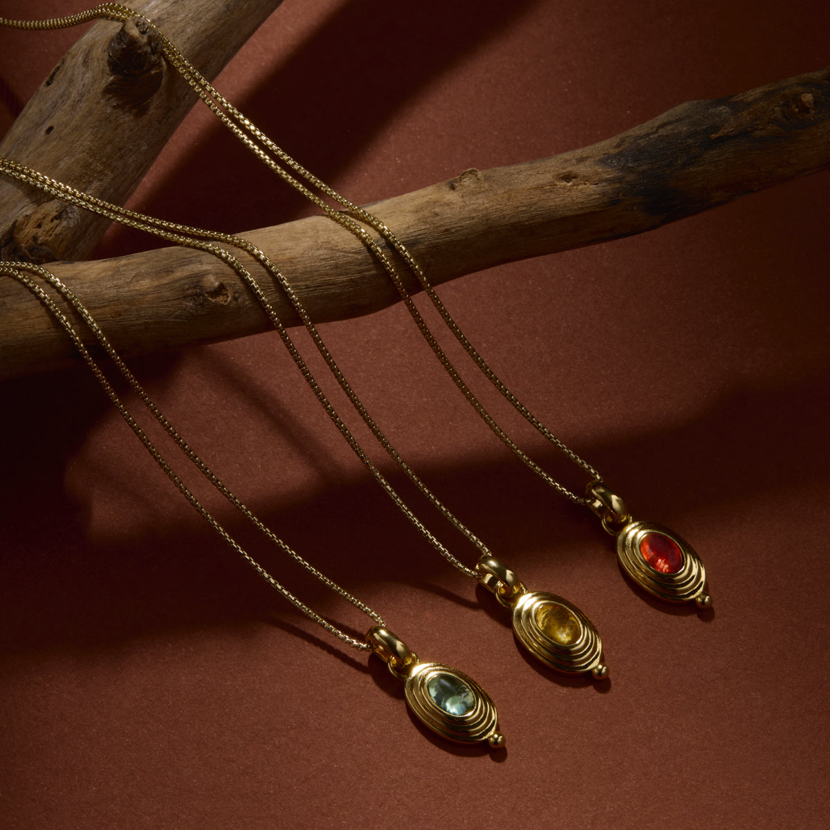Garnet Cabochon Necklace in Gold-Plated Silver