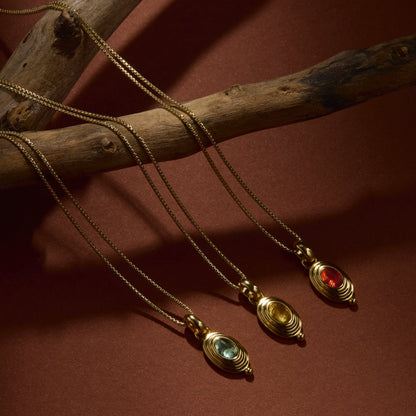 Citrine Oval Cabochon Gold-Plated Necklace
