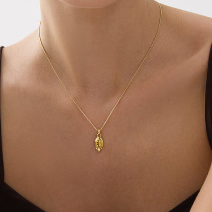 Citrine Oval Cabochon Gold-Plated Necklace