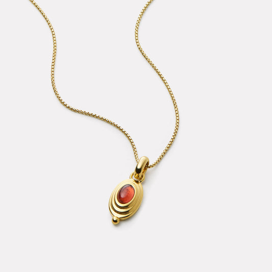 Garnet Cabochon Necklace in Gold-Plated Silver
