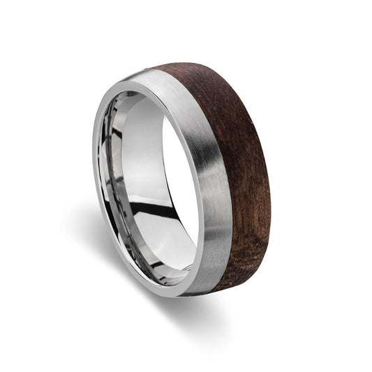Men's Stainless Steel Wood Ring