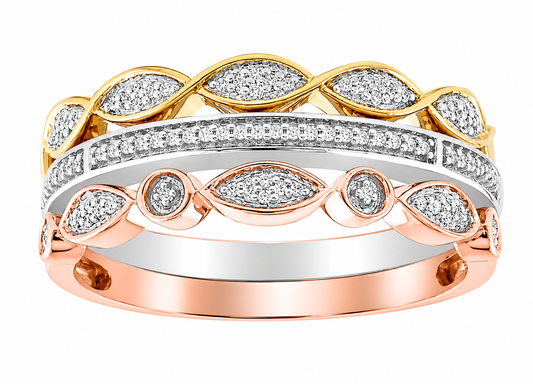 9ct Tri Gold Diamond Ring