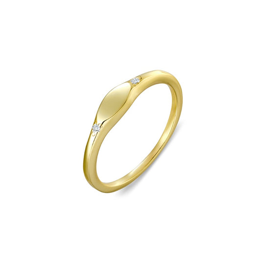 Gold Plated CZ Signet Ring
