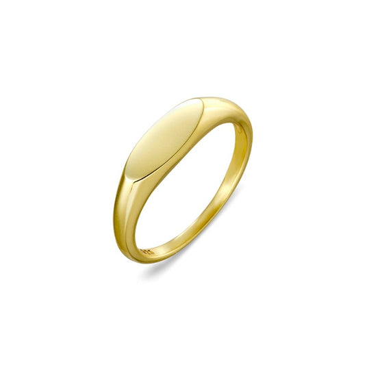 Sterling silver gold plated fine oval signet ring