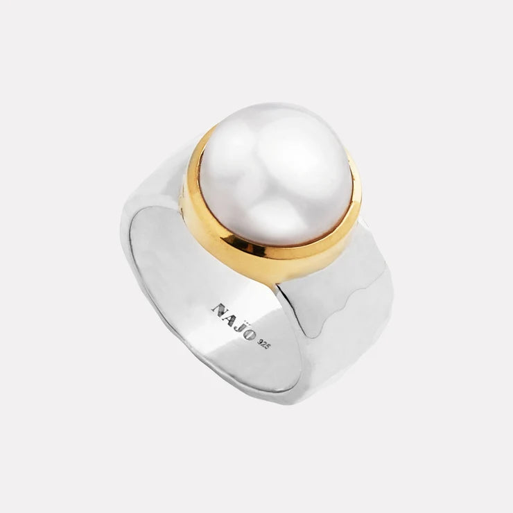 Pearl Bezel Set Ring