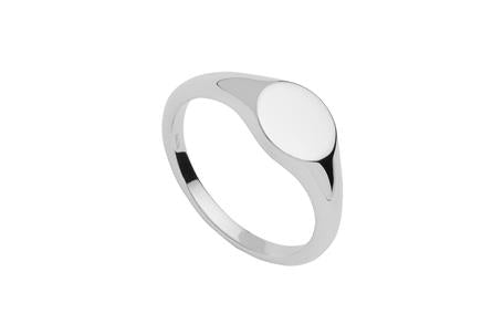 Men's Silver Oval Signet Ring, Size 10