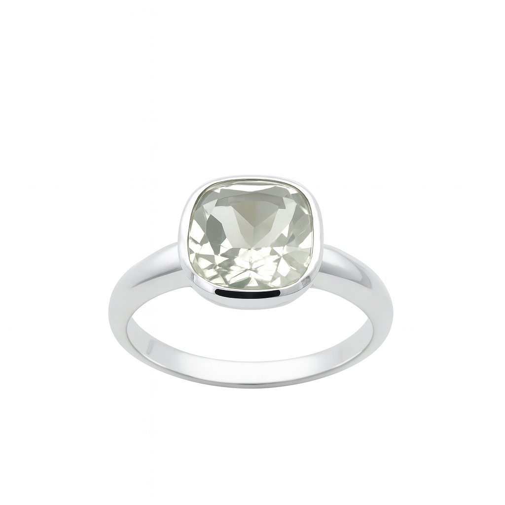 Silver Green Amethyst Ring