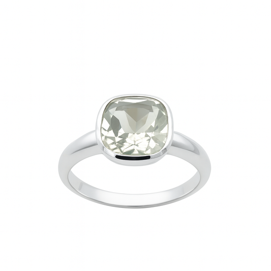 Silver Green Amethyst Ring