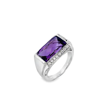 18ct Amethyst and Diamond Ring
