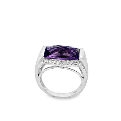 18ct Amethyst and Diamond Ring