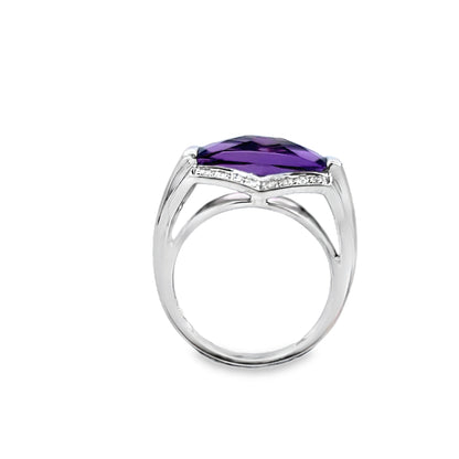 18ct Amethyst and Diamond Ring