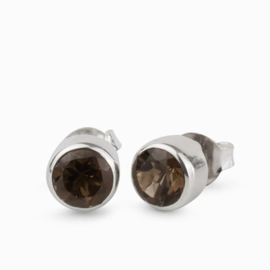 Sterling Silver Smokey Quartz Studs