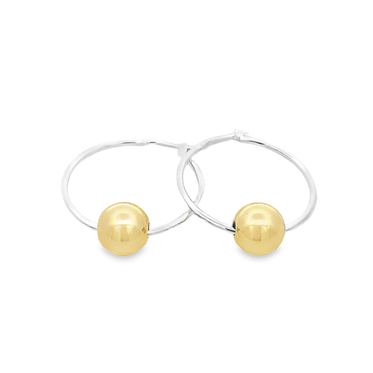 Sterling Silver Hoops with Gold Plated Ball