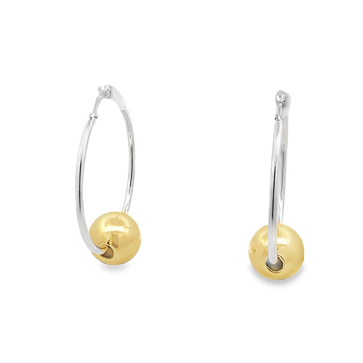 Sterling Silver Hoops with Gold Plated Ball
