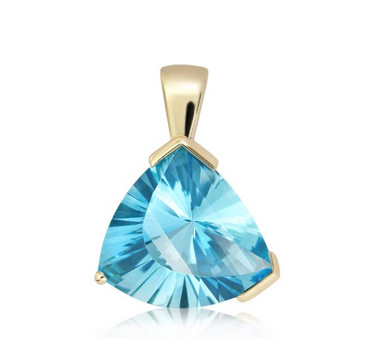 9K Yellow Gold Pendant With Blue Topaz