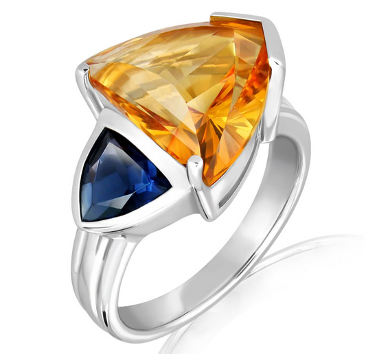Silver Ring With Golden Citrine + Iolite