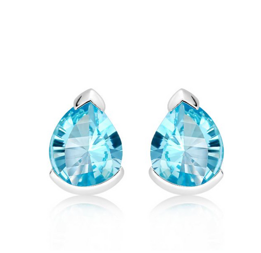 Silver Earrings With Blue Topaz