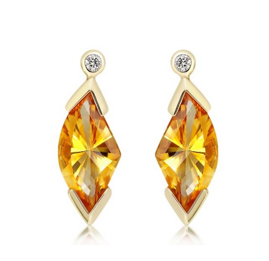 9K Yellow Gold Earrings With Cognac Quartz