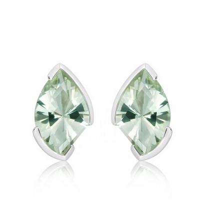 Silver Earrings With Green Amethyst