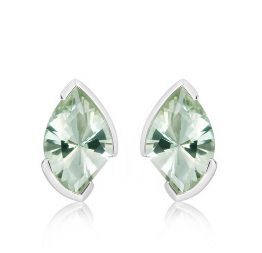 Silver Earrings With Green Amethyst