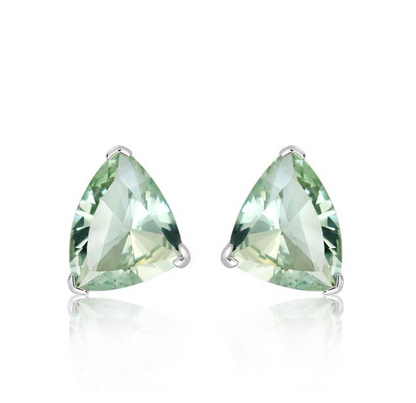 Silver Earrings With Green Amethyst