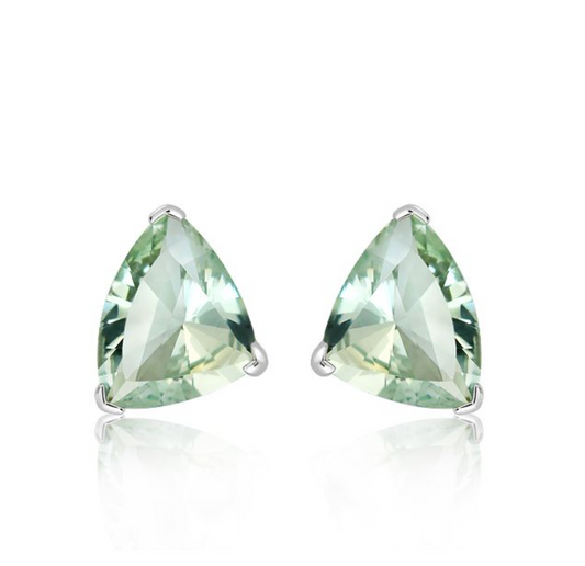 Silver Earrings With Green Amethyst