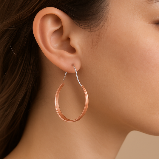 Silver and Copper Hoop Earrings