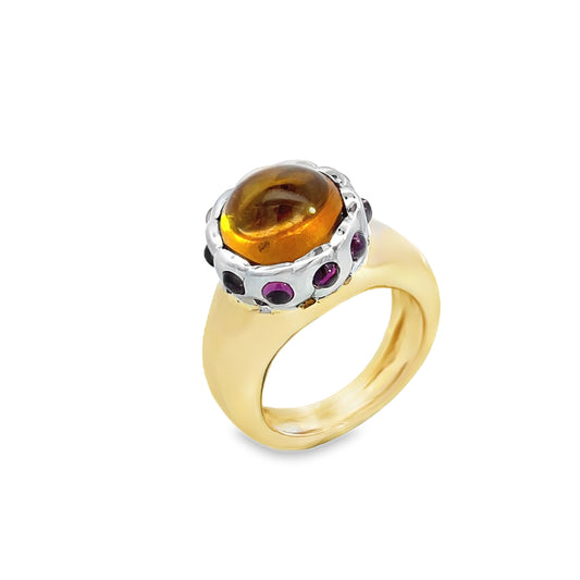 18ct Citrine and Amethyst Ring