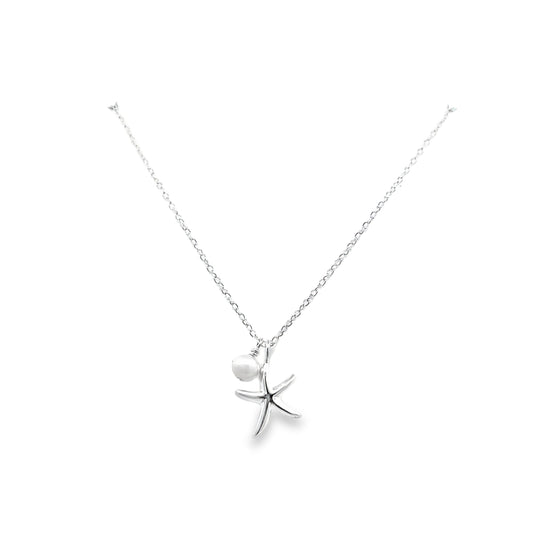 Sterling Silver Starfish and Fresh Water Pearl Necklace