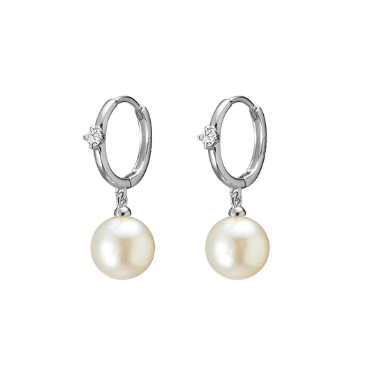 Sterling Silver FWP and Cubic Zirconia Huggies