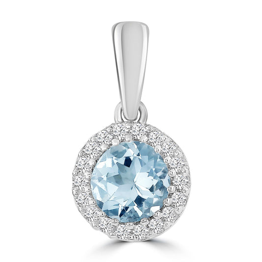 9ct Aquamarine and Diamond Pendant