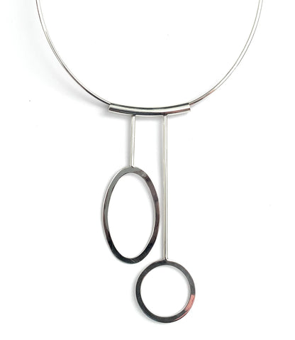 Silver Oval and Circle Pendant